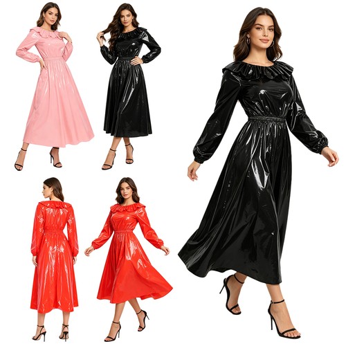 Damen wetlook pvc - pvc, kleid